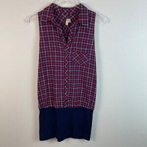 Free People We The Free Sleeveless Plaid Tunic Or Mini Dress Size Small